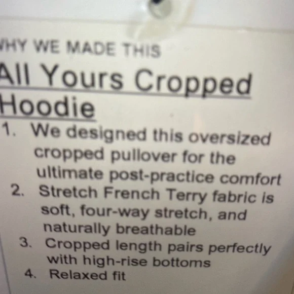 Lululemon All Yours Cropped Hoodie- Sold, - Picture 7 of 14